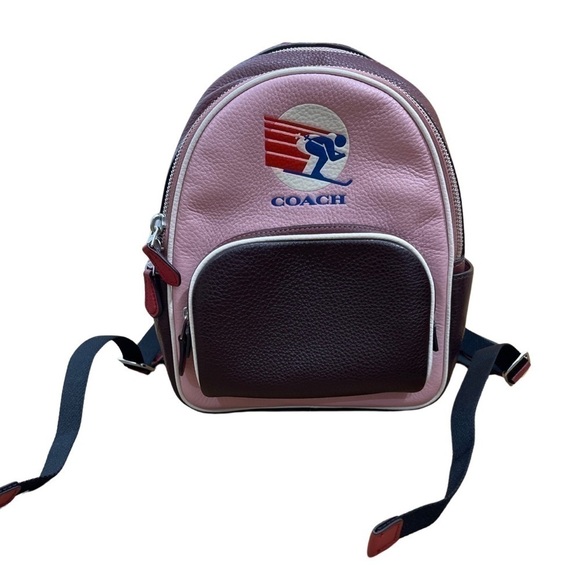 Coach • Mini Court Backpack In Colorblock Ski Speed Graphic Powder Pink Multi - Picture 8 of 16